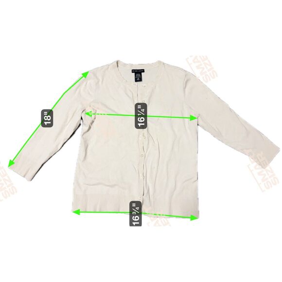 New York & Co Cardigan M Cream Silk Blend Button Front Business Casual - Picture 3 of 7